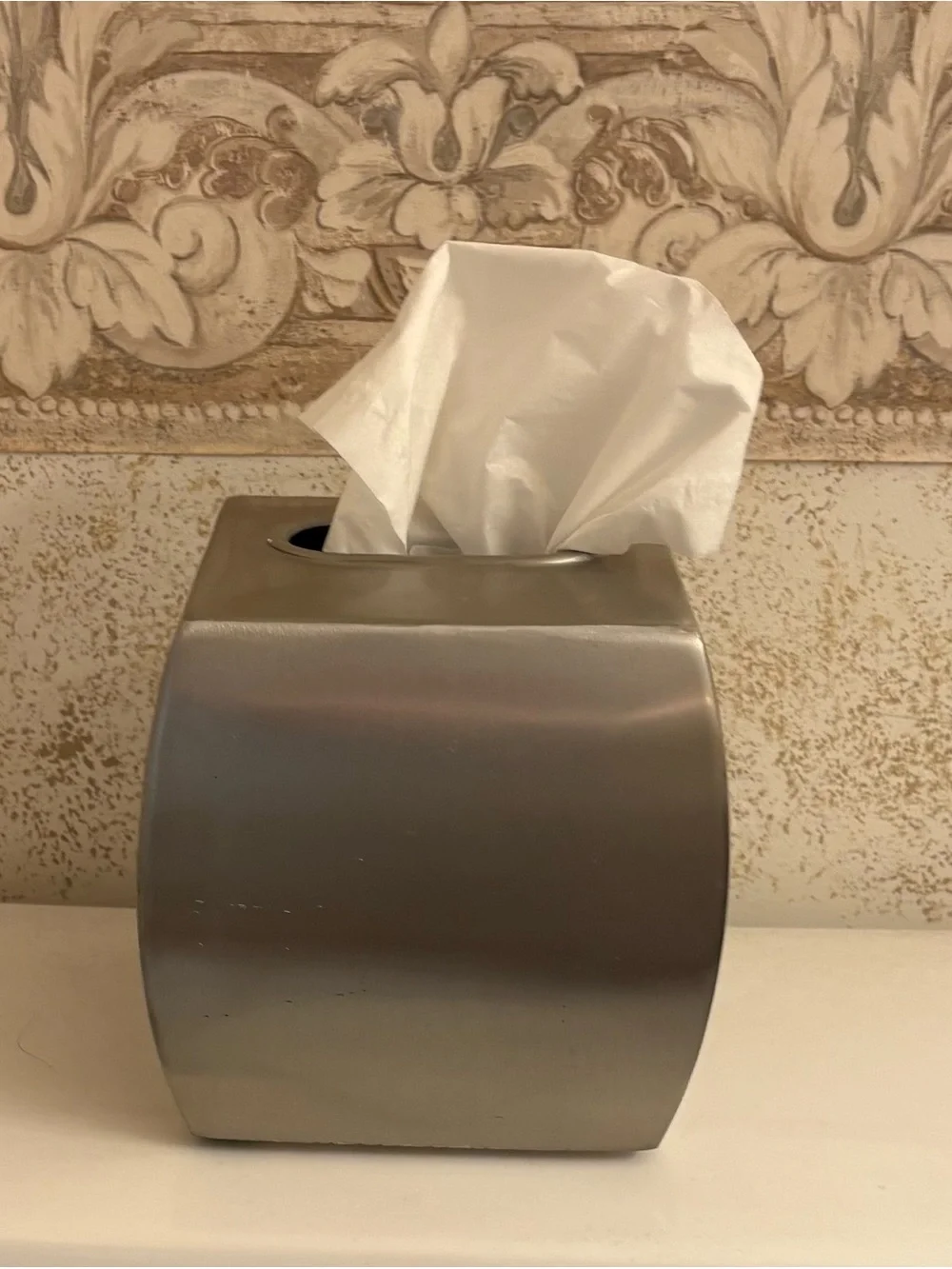 Silver Metallic Square Tissue Box Cover - Home Bath